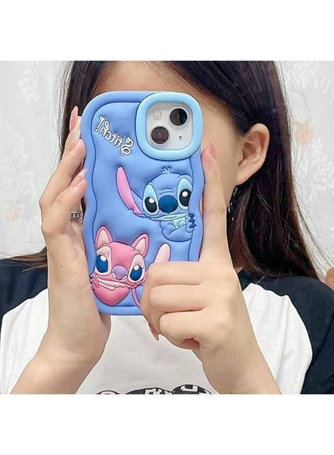 ستيتش حافظة سيليكون ناعمة ثلاثية الأبعاد لشخصية  مع حامل دعامة لهاتف iPhone 12 Pro Max – حماية شاملة، مقاومة للانزلاق (أزرق) - Image 5